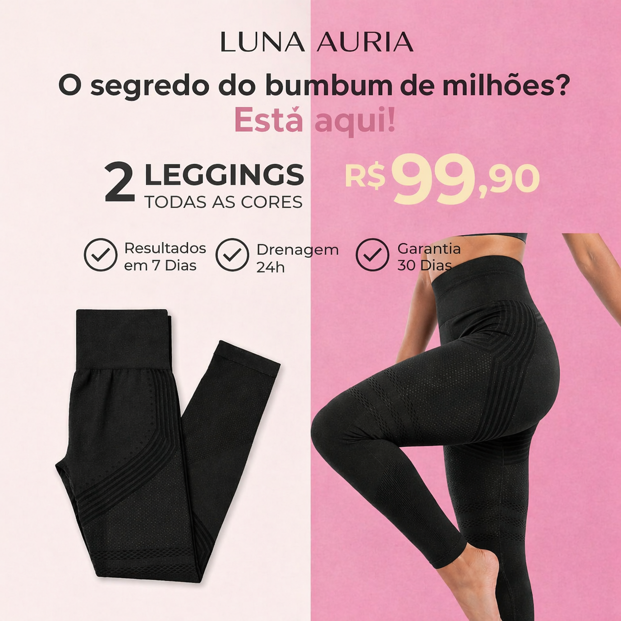 2 Legging Sculpt 3D-Compressão e Efeito Anti-Celulite