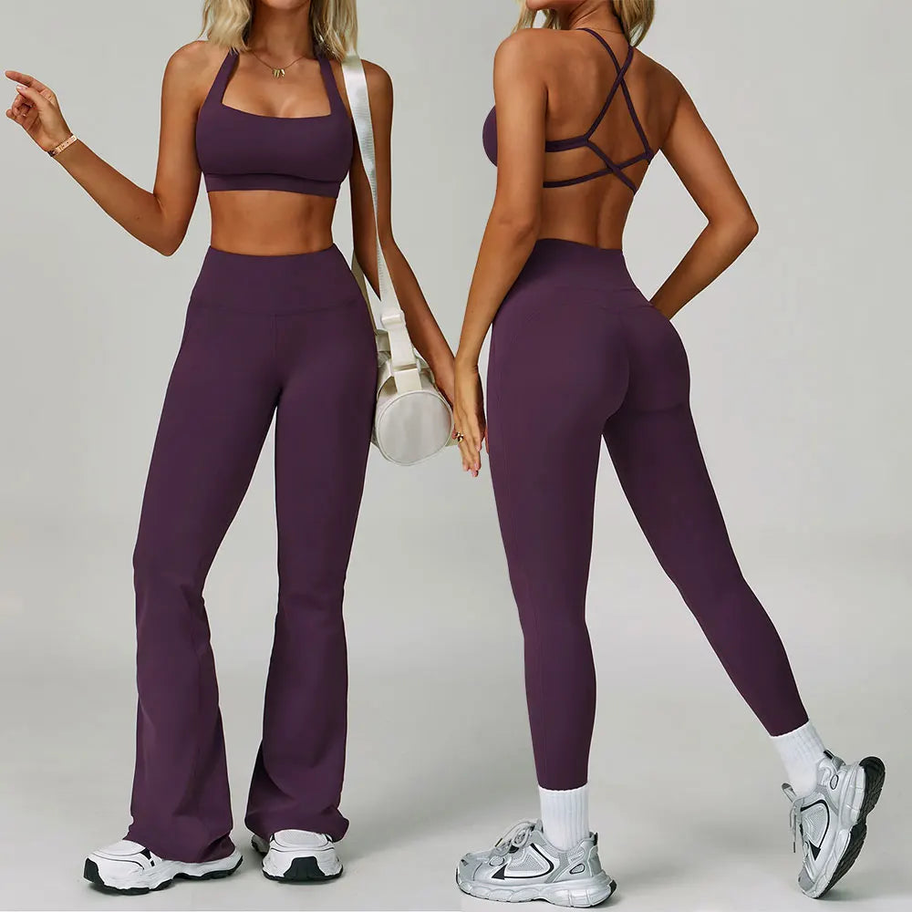 Conjunto Fitness Sculpt 2 Peças – Top e Legging de Alta Performance.